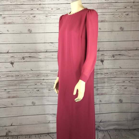 American Vintage USA 50's pink long dress pears around neckline size medium - Picture 7 of 12